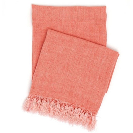 Laundered Linen Coral Throw