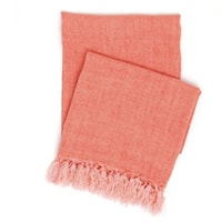 Laundered Linen Coral Throw