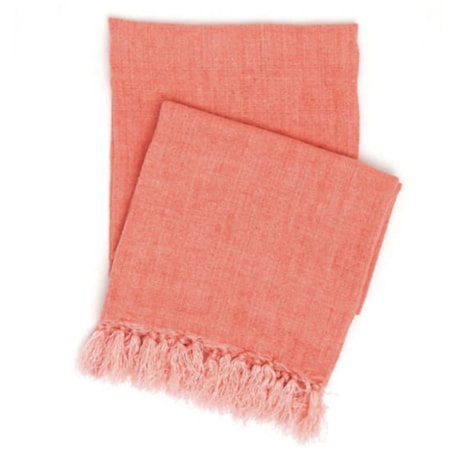 Laundered Linen Coral Throw