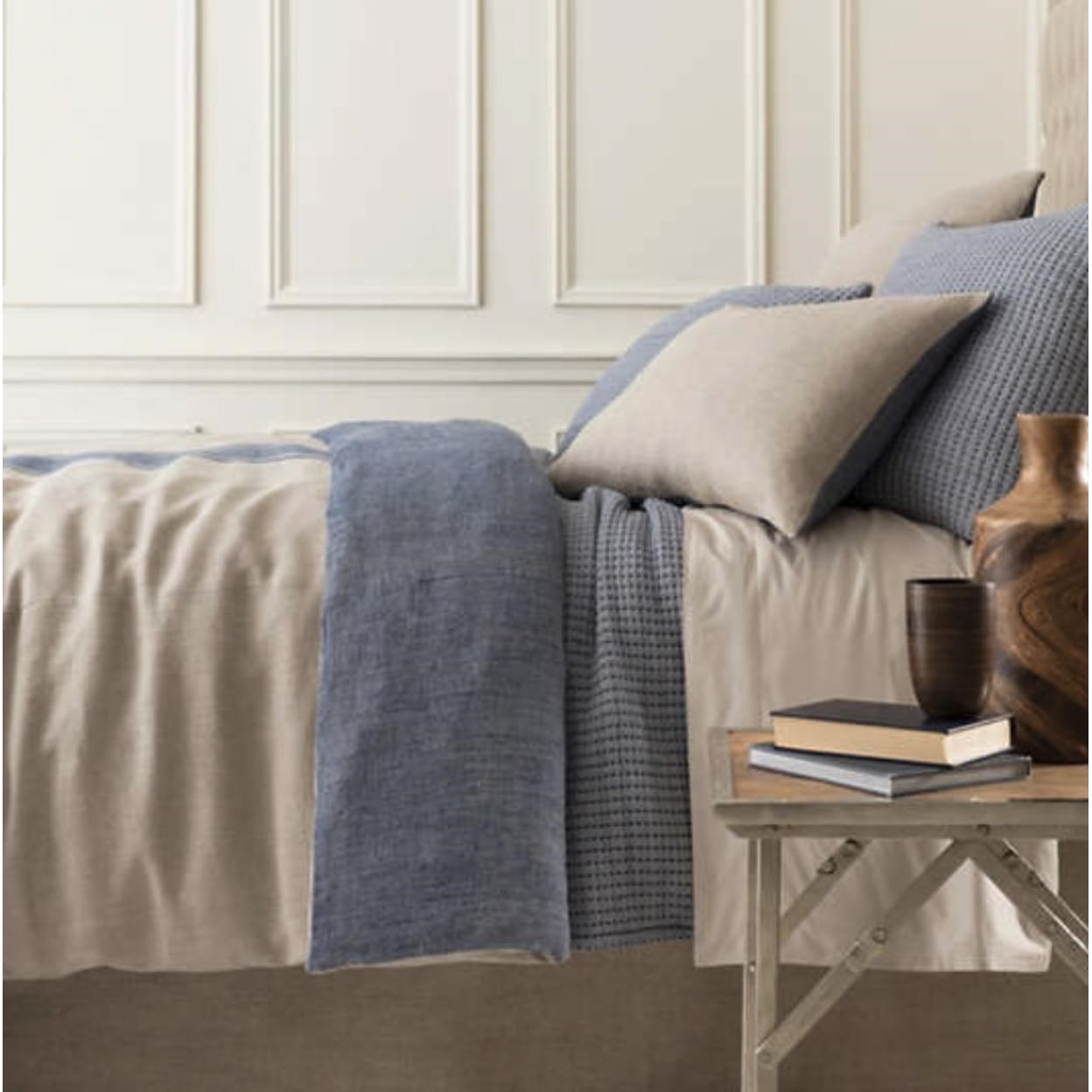 Pine Cone Hill Pick Stitch Pick Stitch Navy Coverlet - King