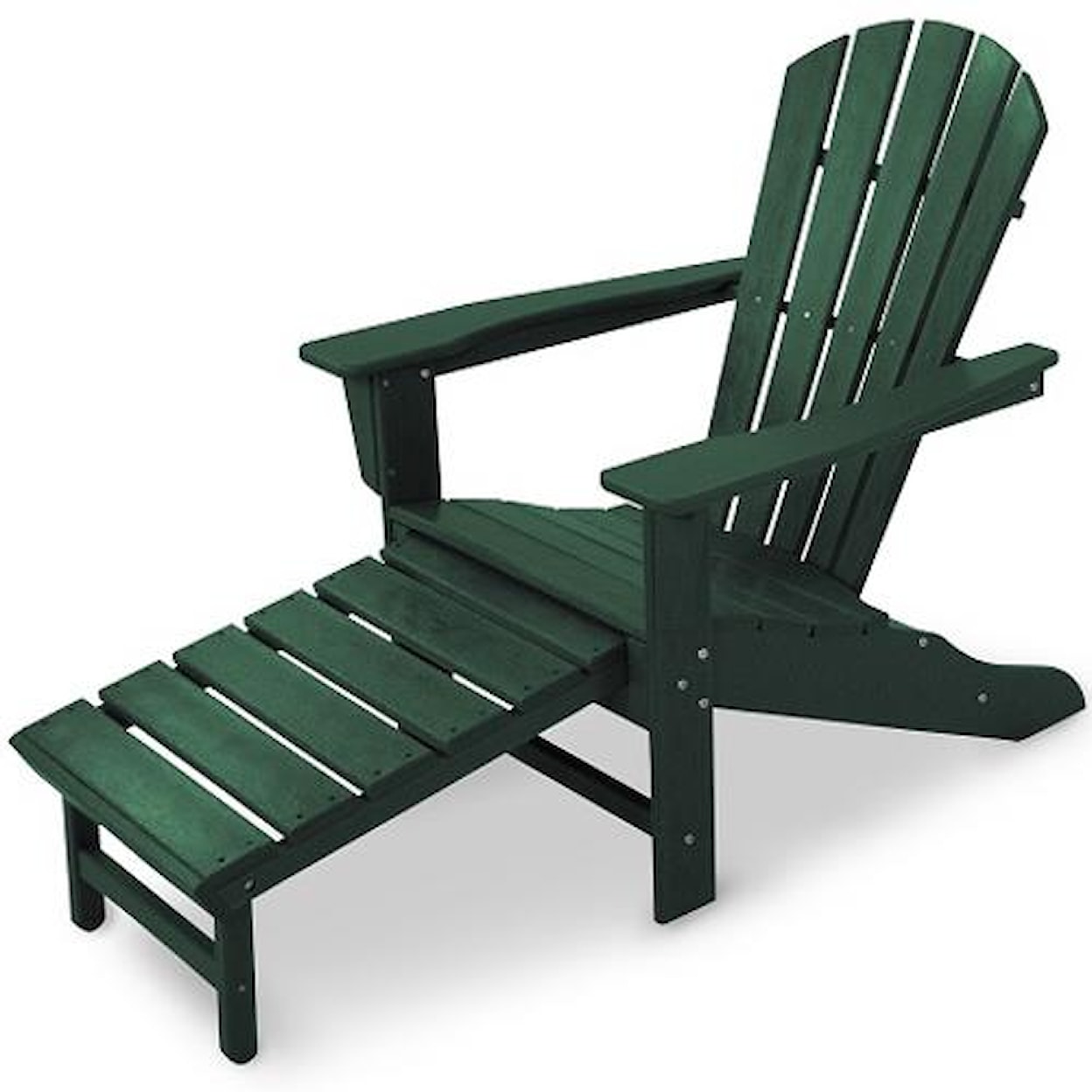 Polywood Palm Coast Adirondack Lounge Chair w/ Hideaway Ottoman