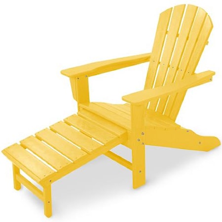 Adirondack Lounge Chair with Hideaway Ottoman and Slat Design