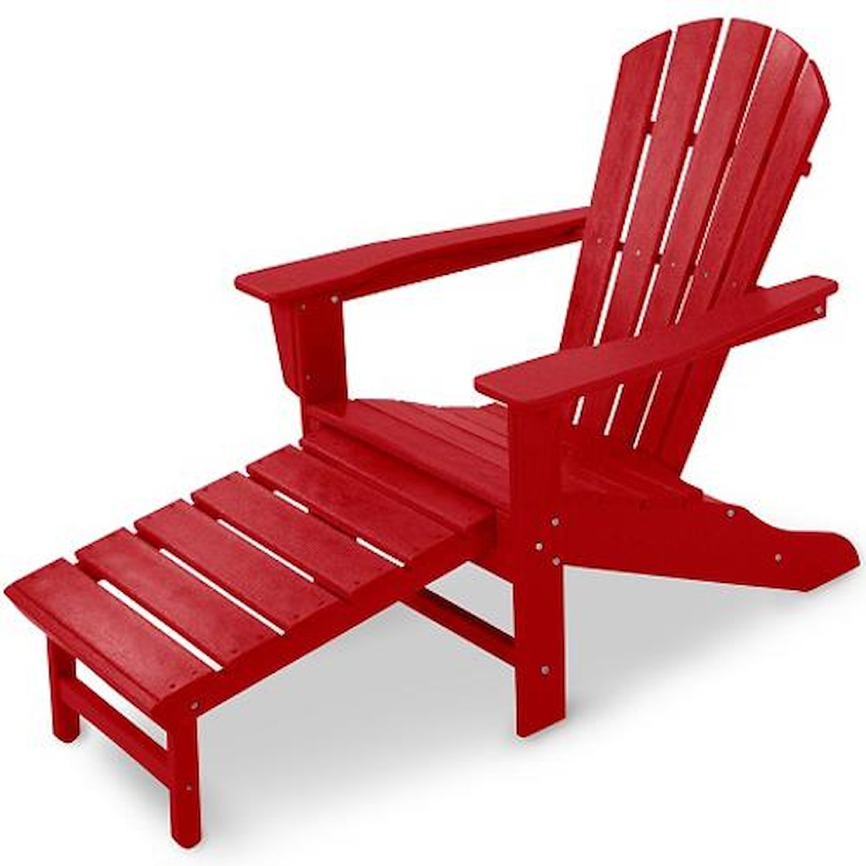 Polywood Palm Coast Adirondack Lounge Chair w/ Hideaway Ottoman