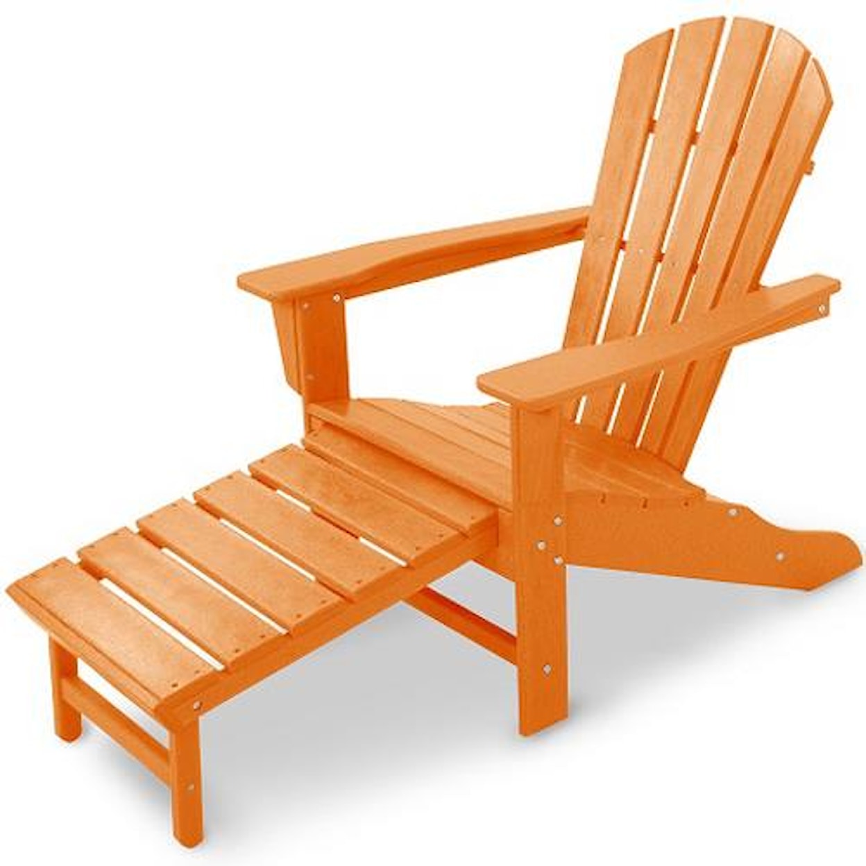 Polywood Palm Coast Adirondack Lounge Chair w/ Hideaway Ottoman