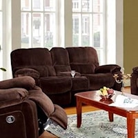 Casual Reclining Love Seat with Console and Cup Holders