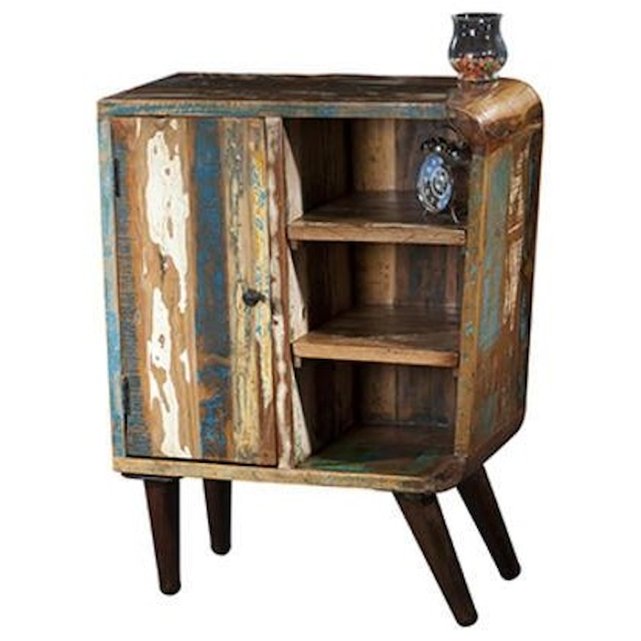 Porter Designs    Media Chest with Door and Iron Legs