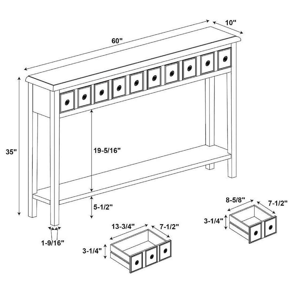 Powell 19A8213 TEAL 60INCH TEAL CONSOLE