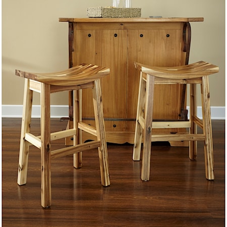 Rustic Bar Stool with Curved Seat