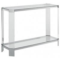 Glam Acrylic and Glass Console Table with Bottom Shelf