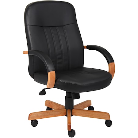 LeatherPlus Upholstered Exectutive Chair with Adjustable Seat Height and Lumbar Support