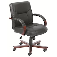 Executive Chair with Black Italian Leather Upholstery