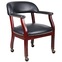 Vinyl Upholstered Guest Chair with Nail Head Trim and Casters