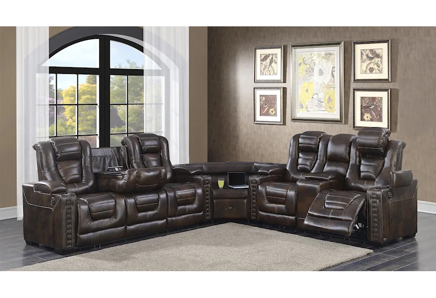 Big Chief Power Reclining Sectional Sofa by Prime Resources International at Conlin's Furniture