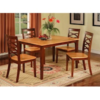 Two Tone Rectangle Table with 4 X-Back Side Chairs