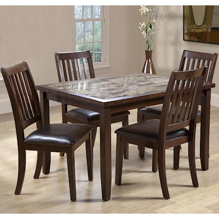 5 Piece Rectangular Table & Upholstered Chair Set