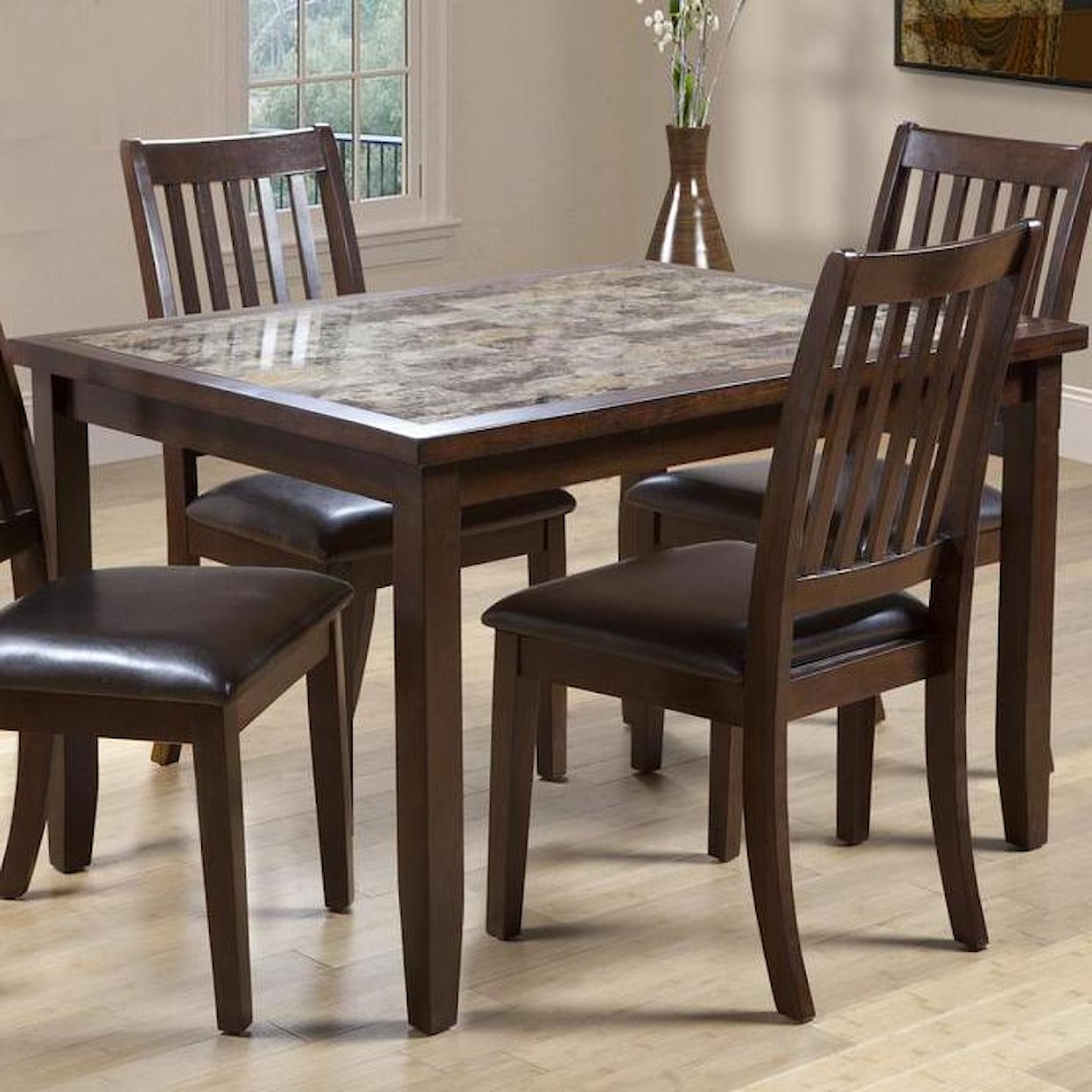 Primo International 2096 Dining Table with Faux Marble Top