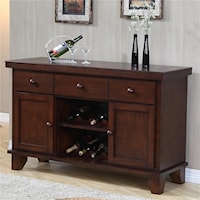 Dining Buffet With 3 Drawers, 2 Doors, and 2 Wine Racks