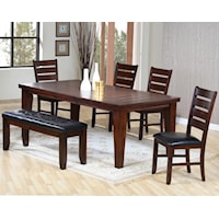 6 Piece Dining Set With Rectangular Leg Table and 4 Side Chairs and Bench