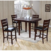 Gathering Height Drop Leaf Table with 4 Upholstered Seat Chairs