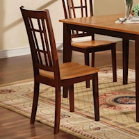 Slat Back Dining Side Chair with Countoured Seats