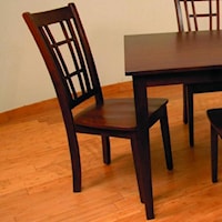 Slat Back Dining Side Chair with Countoured Seats