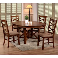 Extension Leaf Oval Table & Upholstered Side Chair Set