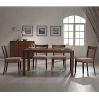 Rectangle Square Leg Table & 4 Upholstered Side Chair Set