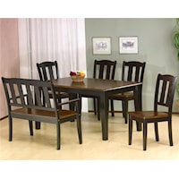 Rectangular Dining Leg Table with 4 Side Chairs and One Bench