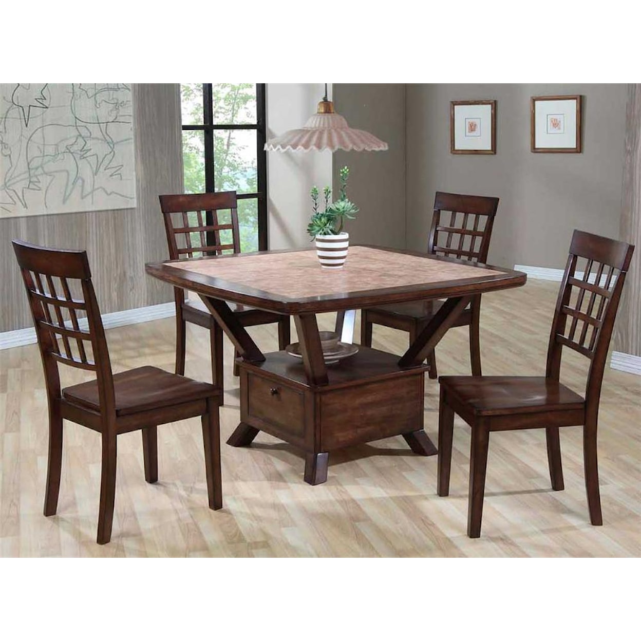 Primo International 8189 Tile Top Table & Chair Set
