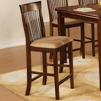 Slat Back Counter Stools with Upholstered Seats