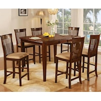 7 Piece Pub Table & Slat Back Stool Set