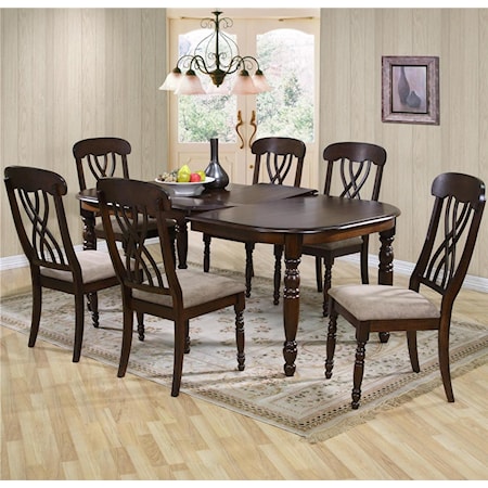Rectangular Dining Table and Chair Set with Turned Legs