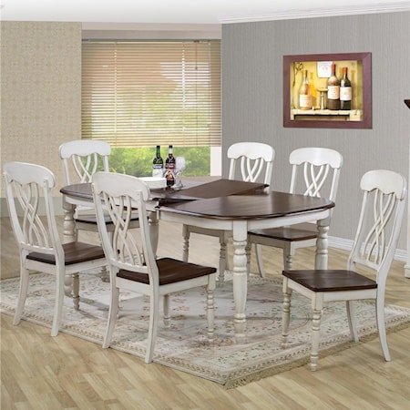 Rectangular Dining Table and Chair Set with Turned Legs