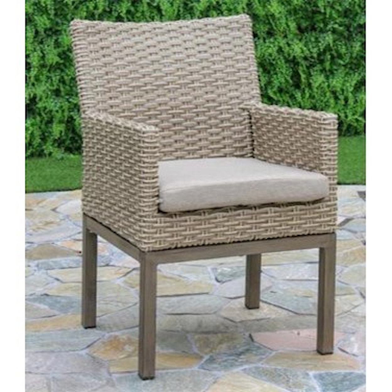 Primo International Belvedere Wicker Outdoor Dining Arm Chair