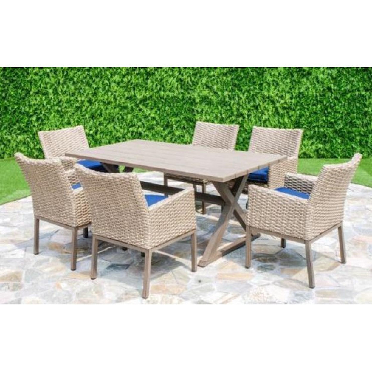 Primo International Belvedere Outdoor Table and 6 Chair Set