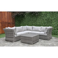 Wicker and Aluminum Outdoor Sectional and Cocktail Table Set