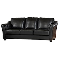 Casual Upholstered Stationary Leather Sofa
