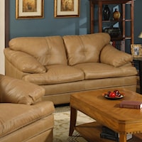 Casual 2 Seat Leather Love Seat with Accent Stitching
