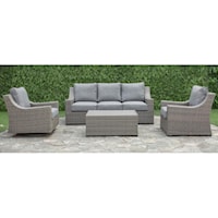 Outdoor Wicker Sofa, Chair and Cocktail Table with Aluminum Frame