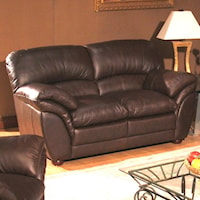 Casual Stationary Leather Love Seat