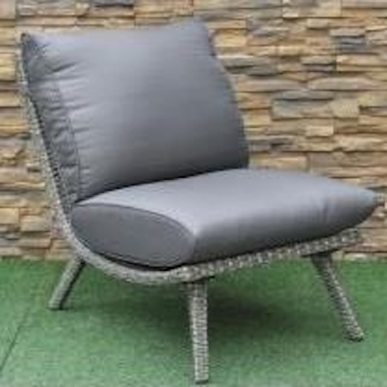 Primo International Scoop Armless Wicker and Aluminum Chair