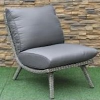 Armless Wicker and Aluminum Outdoor Chair