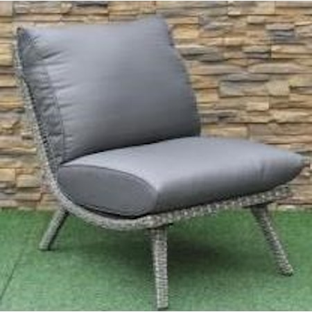 Armless Wicker and Aluminum Chair