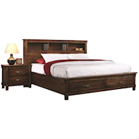 King Storage Bed with Bookcase Headboard