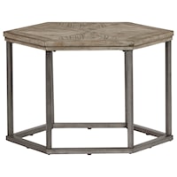 Ash Veneer Hexagon Bunching Cocktail Table with Metal Frame