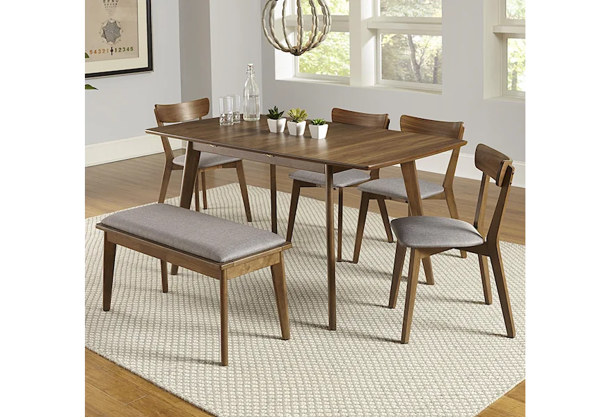 Arcade 6-Piece Butterfly Table Set with Bench by Progressive Furniture at Simply Home by Lindy's