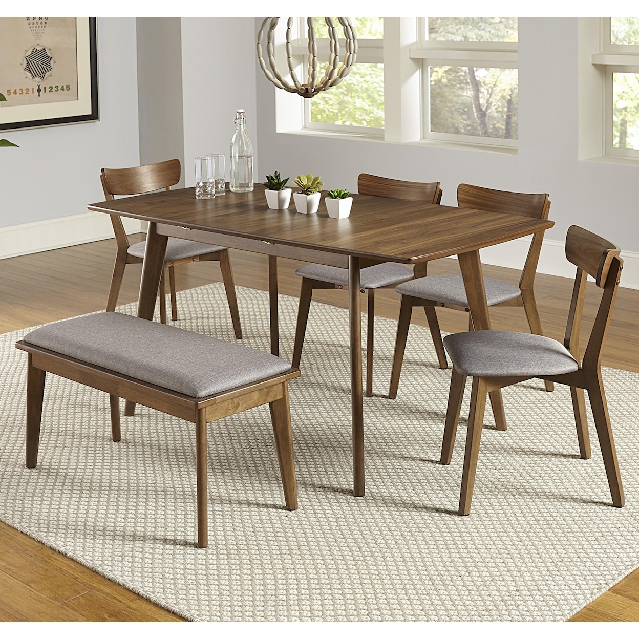 Progressive Furniture Arcade 6-Piece Butterfly Table Set with Bench
