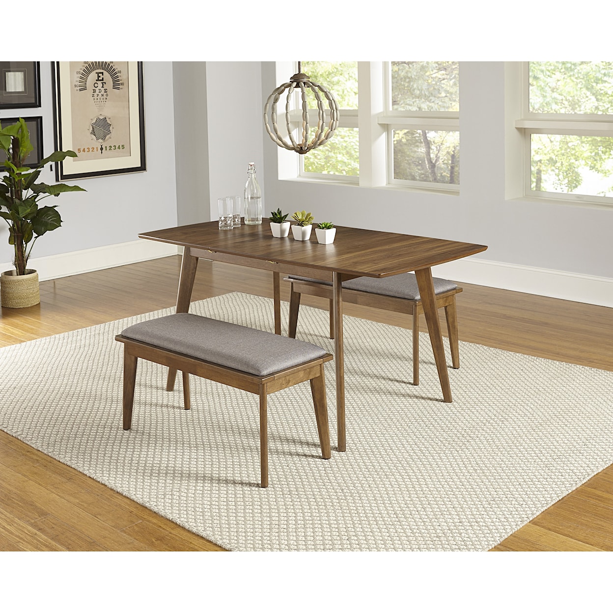 Progressive Furniture Arcade 3-Piece Butterfly Table Set with 2 Benches