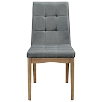 Gray Fabric Dining Chair with Tufted Back and Seat