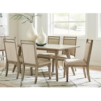 Mid-Century Modern 7-Piece Table and Chair Set with Upholstered Seats